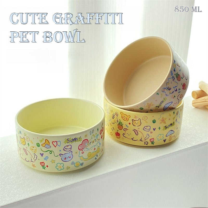 Graffiti Ceramic Pet Food Bowl