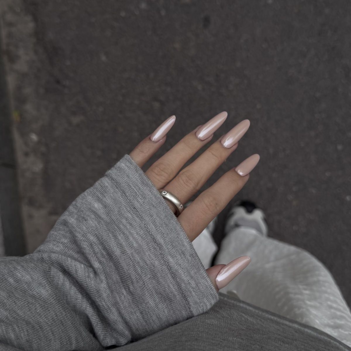 Milky Glaze Almond Press-On Nails