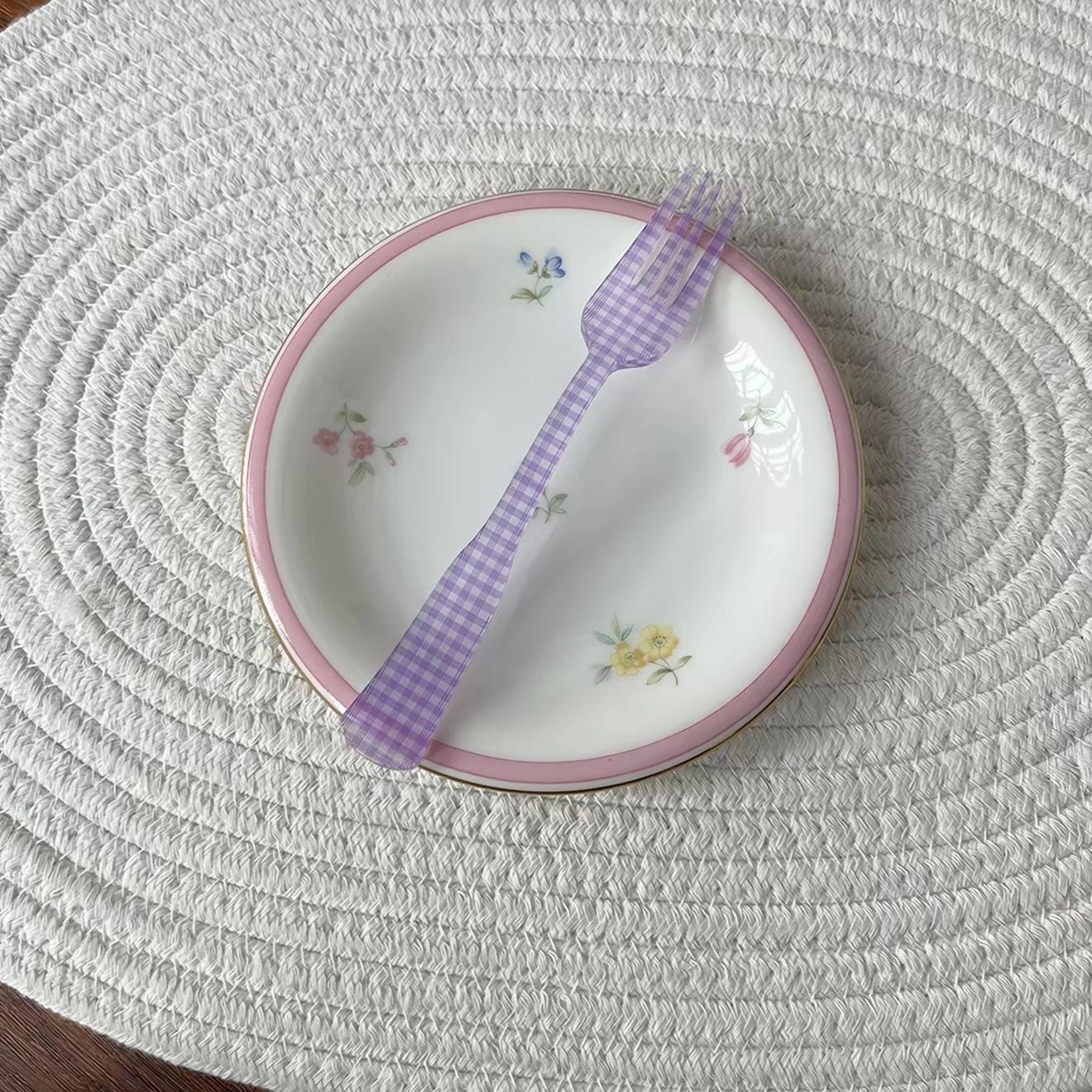 Gingham Check Acrylic Dessert Cutlery