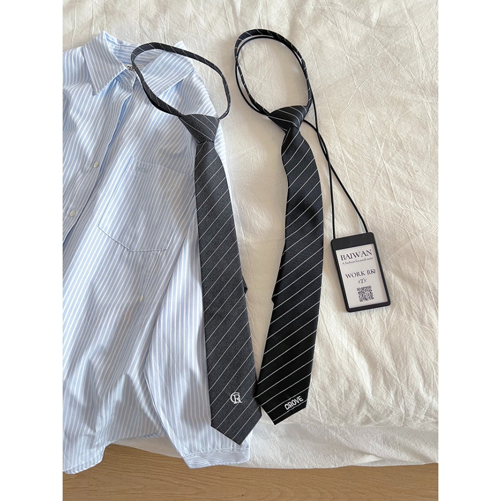 Striped College Zipper Tie - Modomu