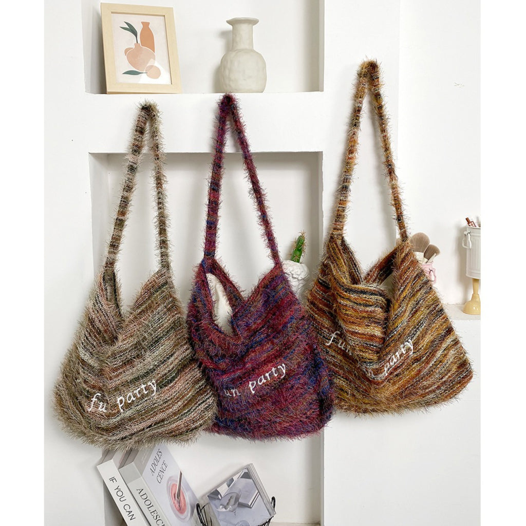 Plush Letter Crossbody Bag