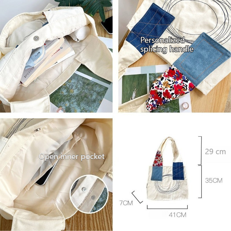 Canvas Shoulder Tote Patchwork