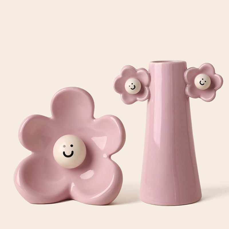 Smiley Face Ceramic Flower Vase - Modomu