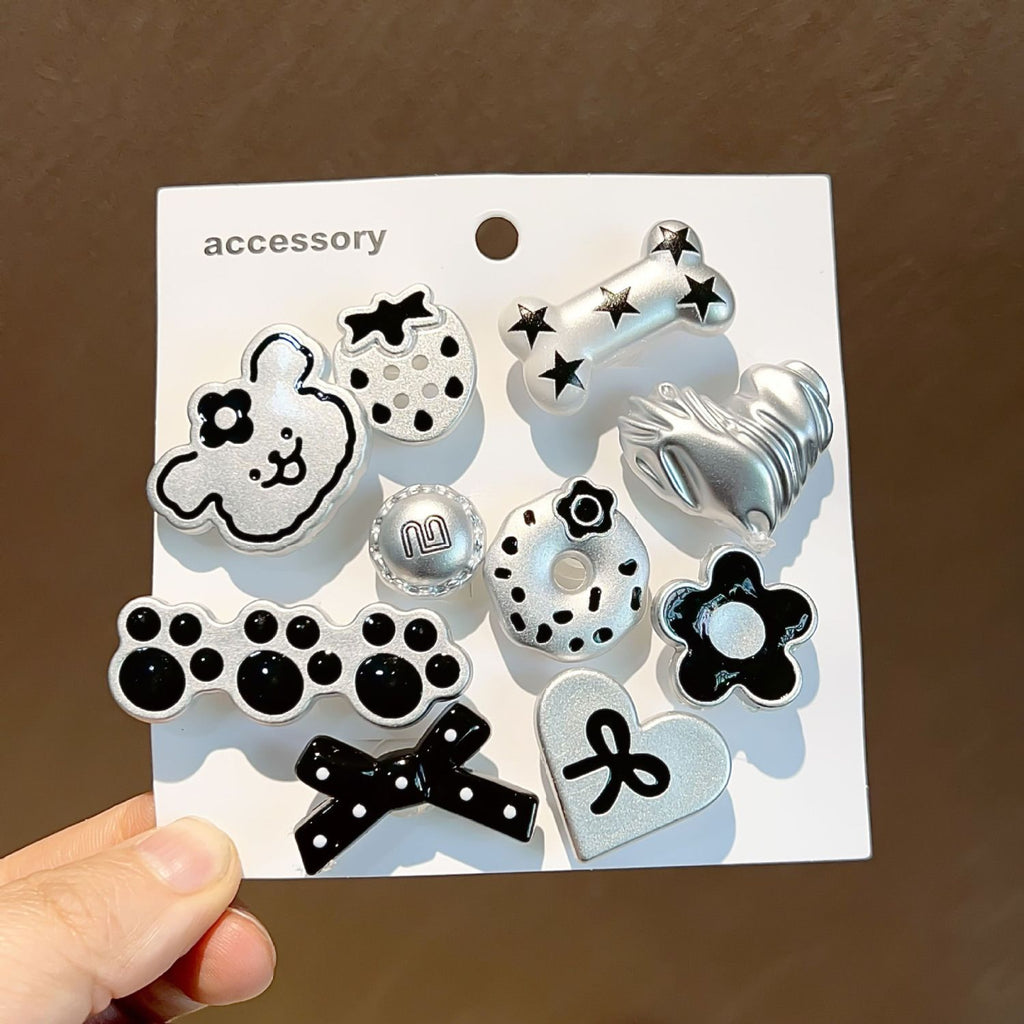Monochrome Puppy Charm Set