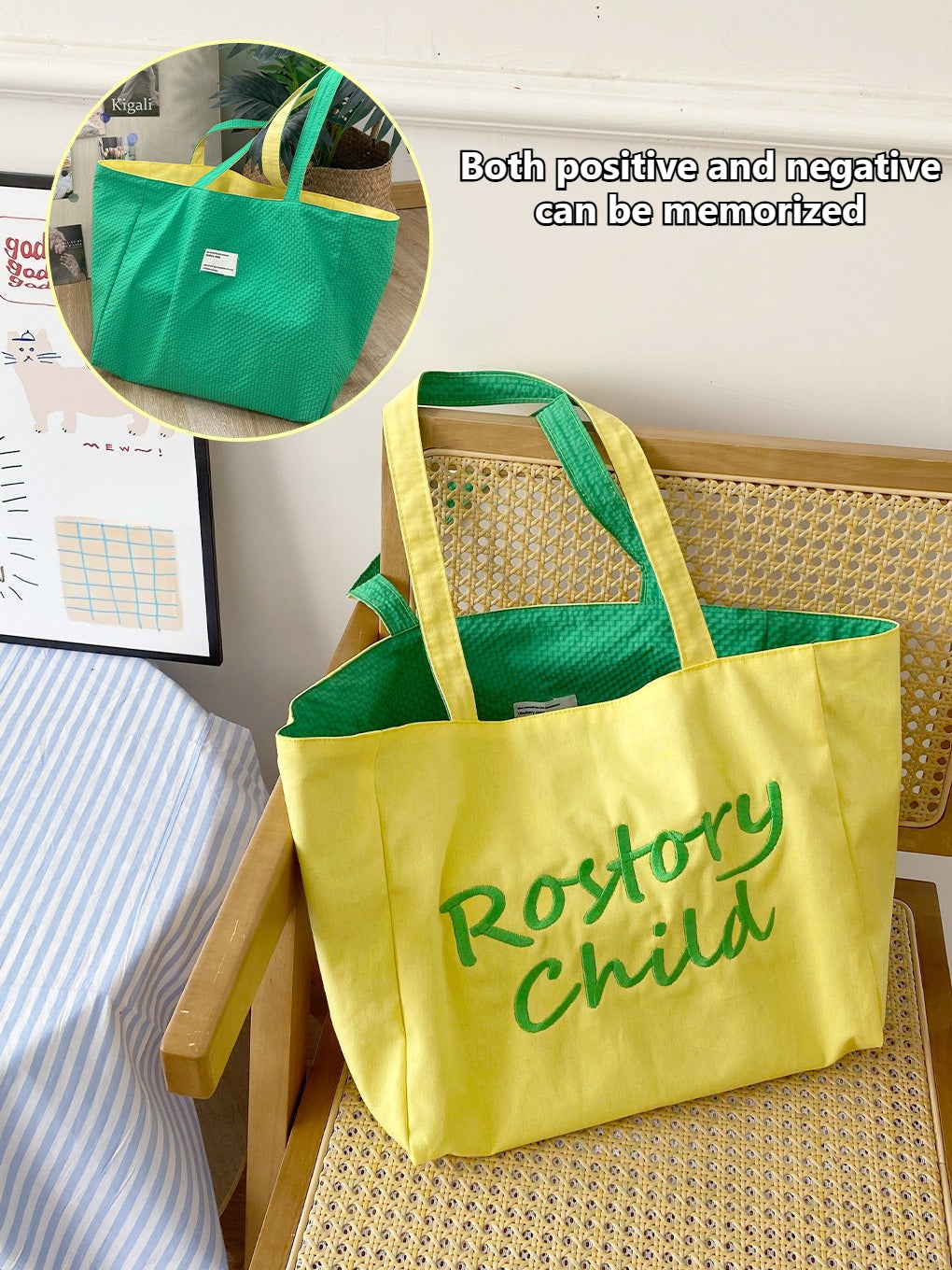 Canvas Tote Bag With Embroidery