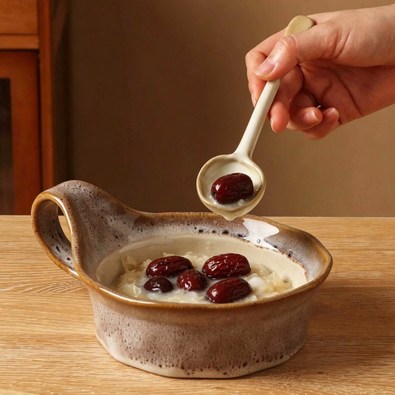 Retro Ceramic Dessert Spoon