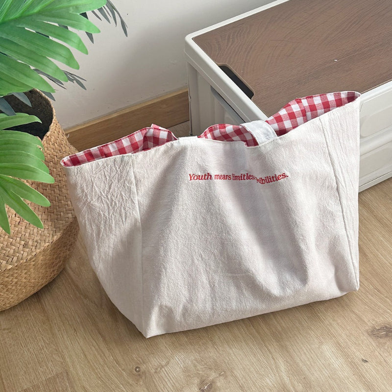 Canvas Tote Bag With Embroidery