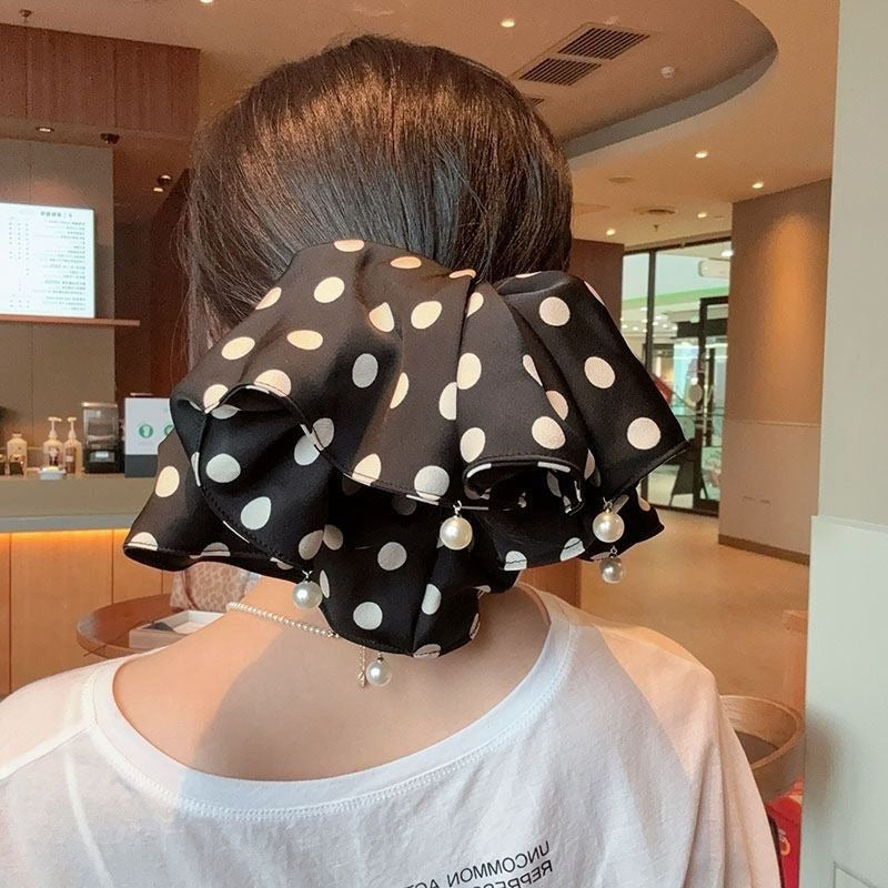 Polka Dot Satin Scrunchie