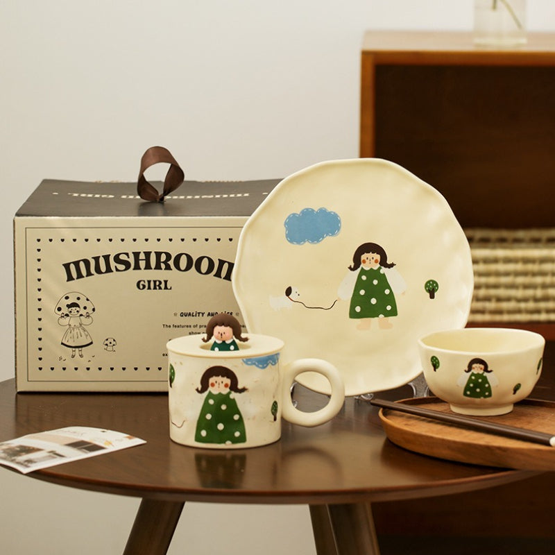 Cartoon Ceramic Bowl With Lid