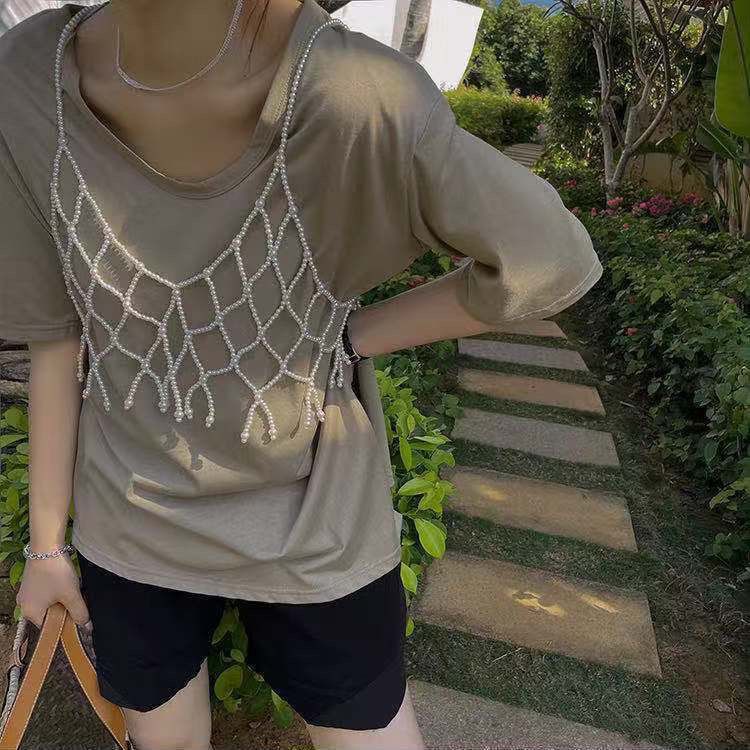 Beaded Hollow Knit Vest Top