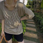 Beaded Hollow Knit Vest Top