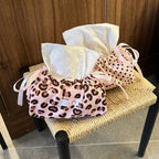 Leopard Print Drawstring Tissue Box