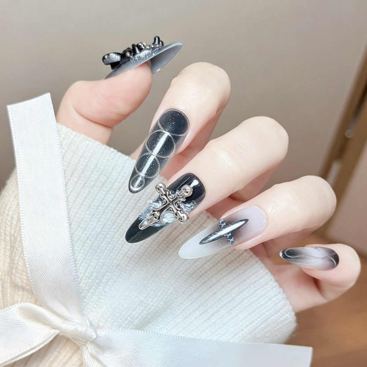 Gothic Smoke Cross Press-on Nails