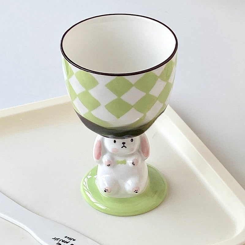 Hand Painted Rabbit Goblet Mug