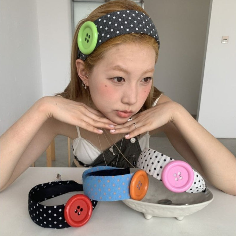 Big Button Polka Dot Headband
