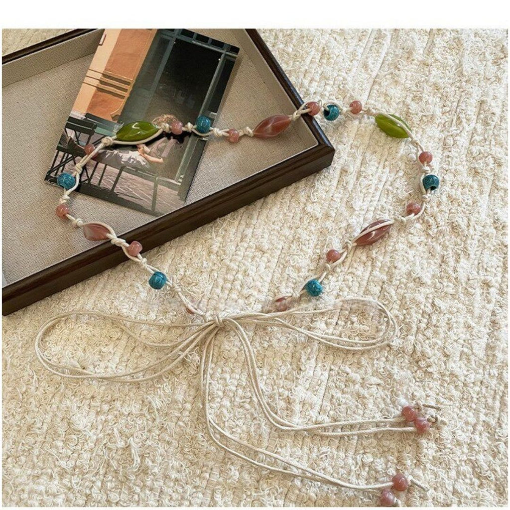 Beaded Tassel Tie Belt