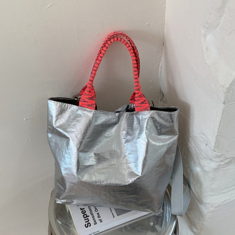 Metallic Crinkle Tote