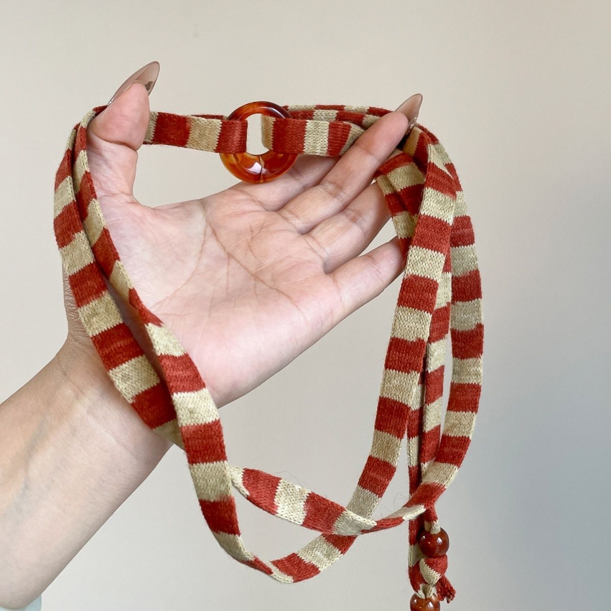 Striped Ring Tie Belt