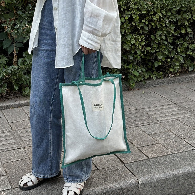 Contrast Trim Canvas Tote