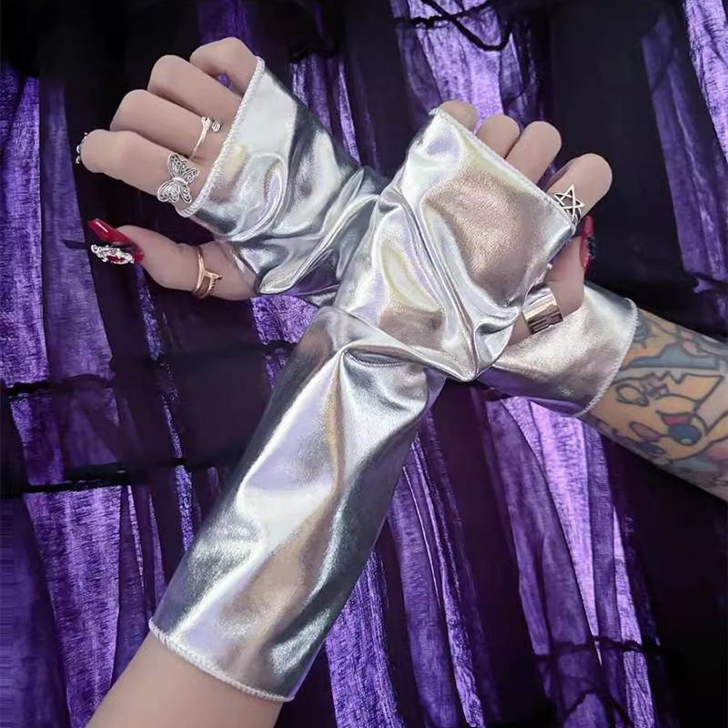 Metallic Arm Sleeve Gloves