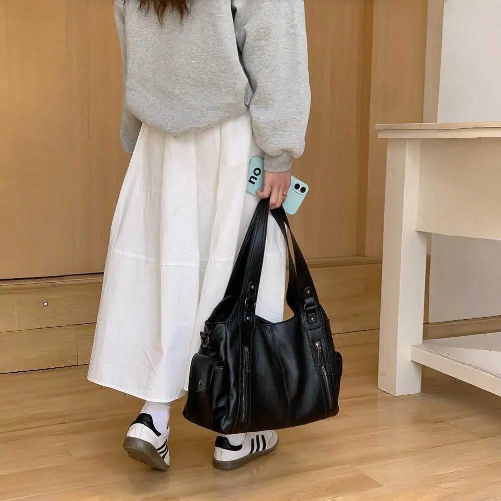 Retro Tote Bag With Structured Silhouette - Modomu