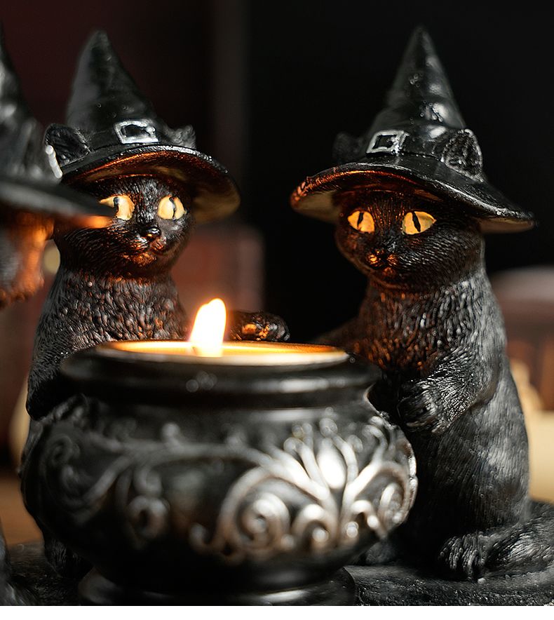 Witch Cat Cauldron Holder