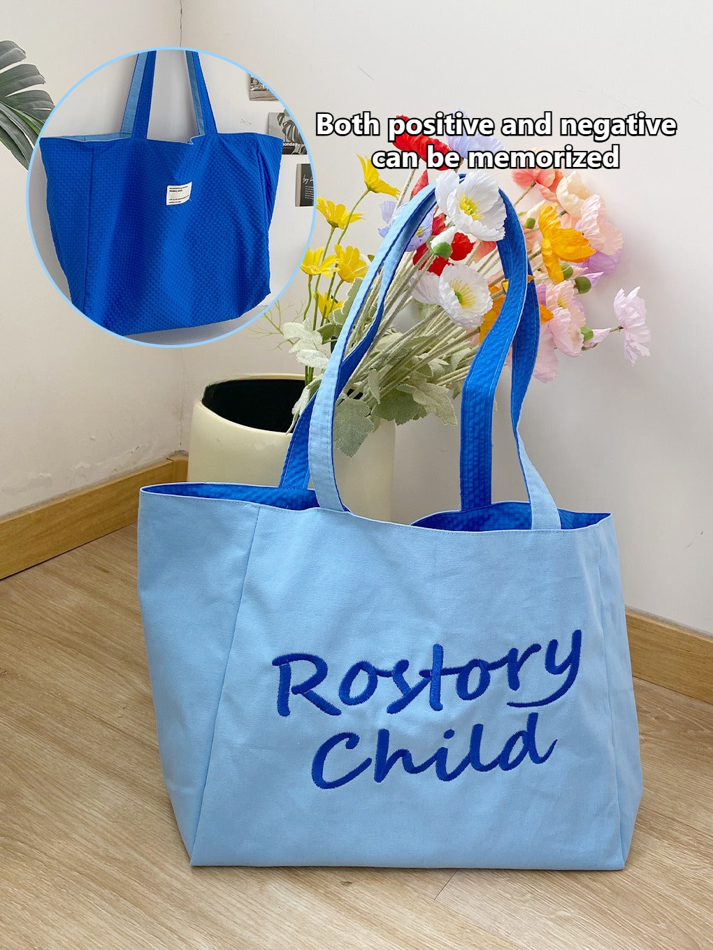 Canvas Tote Bag With Embroidery