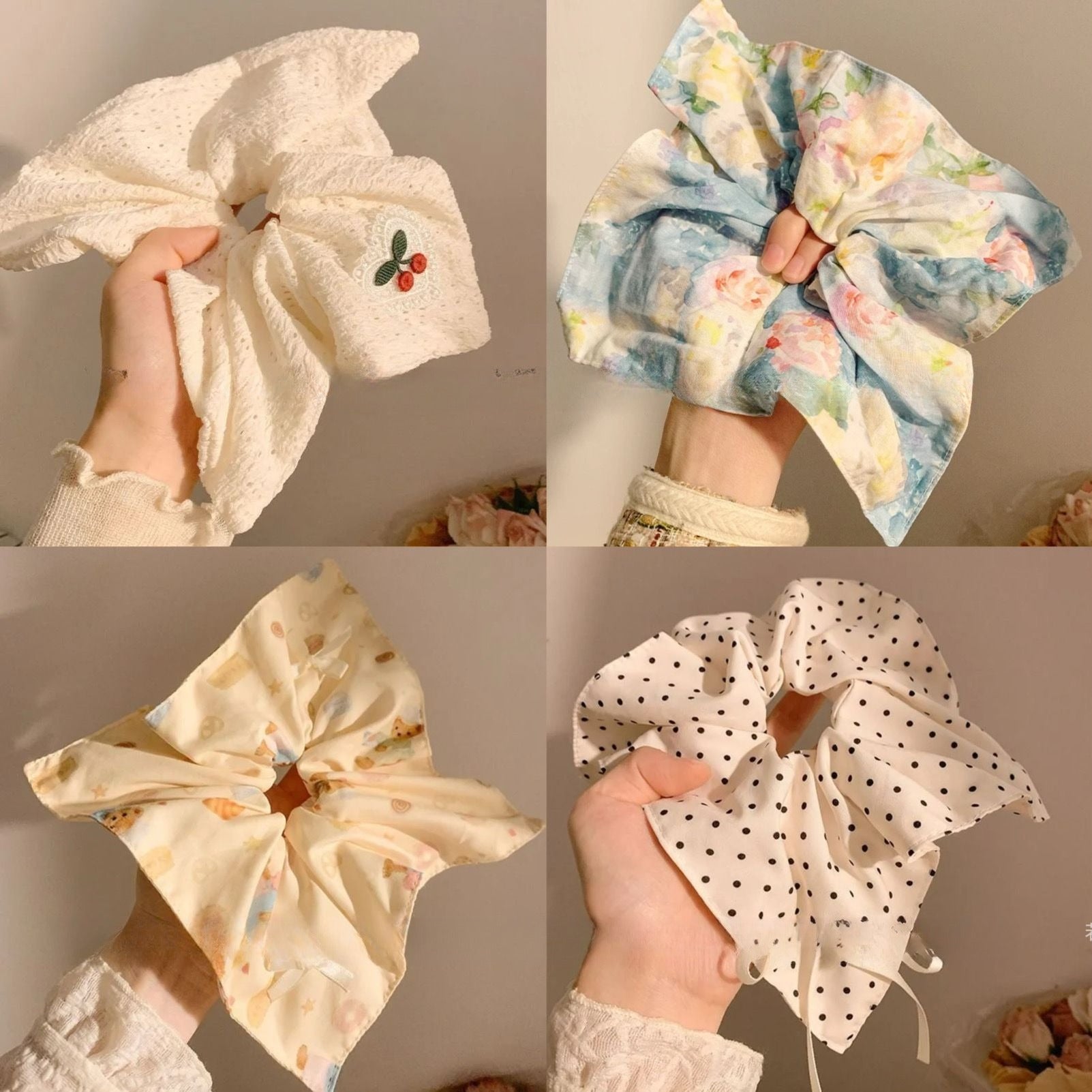 Plaid Hair Scrunchie Scarf Set