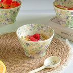 Pansy Print Conical Rice Bowl