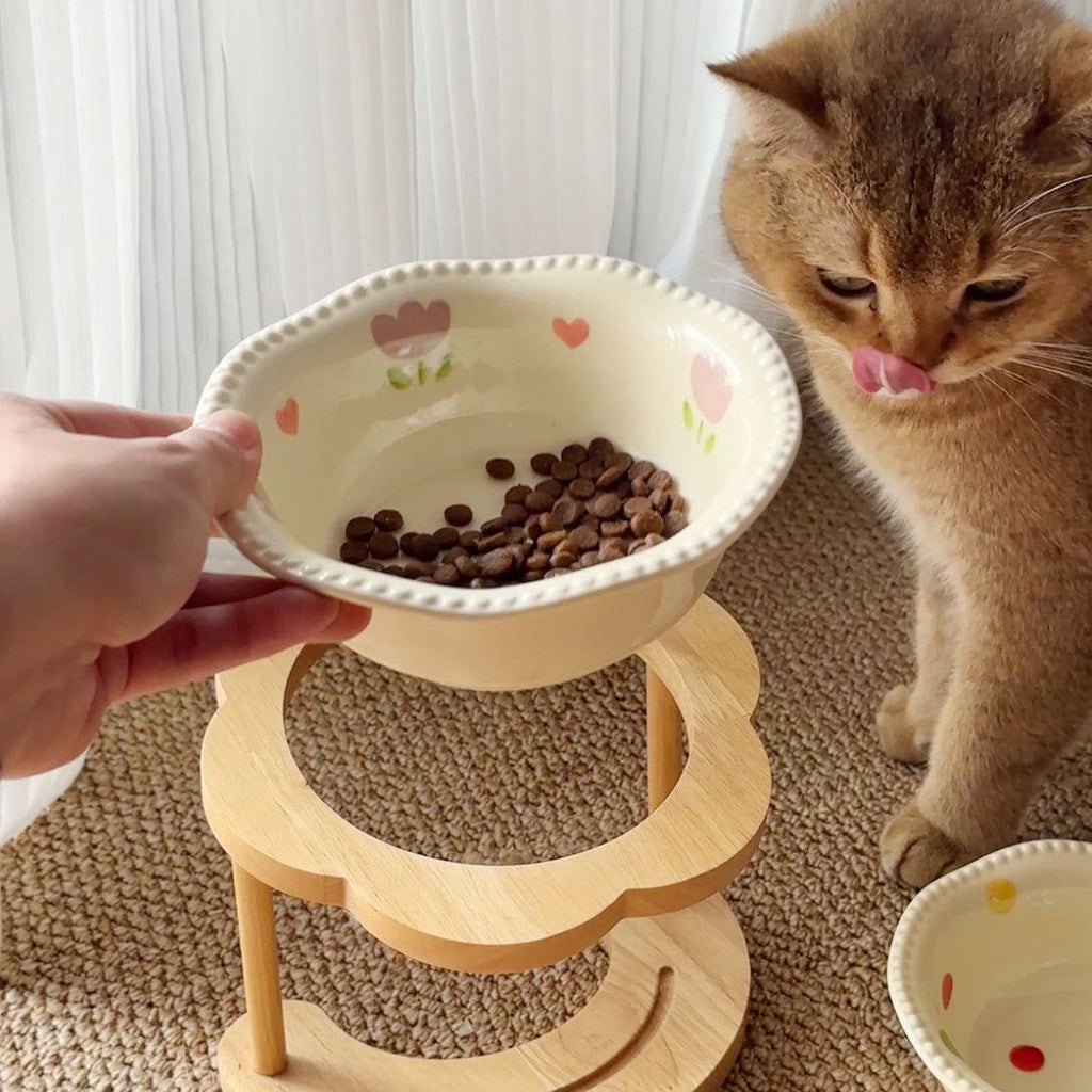 Ceramic Cat Bowl Elevated Stand