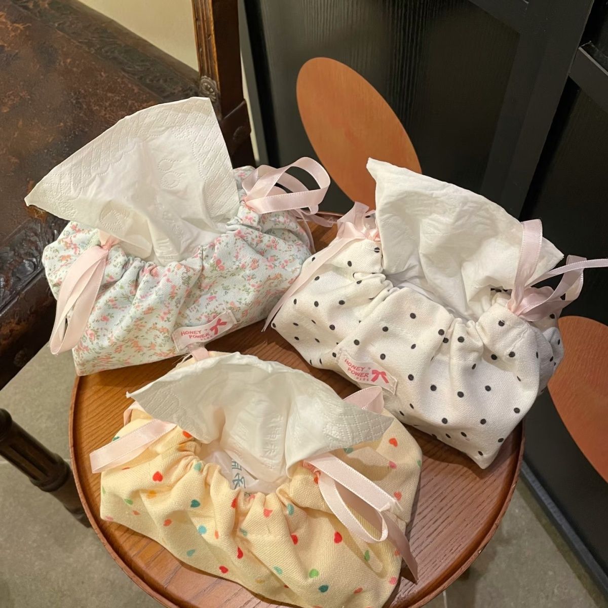 Polka Dot Drawstring Tissue Bag - Modomu