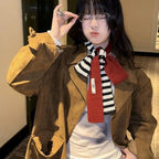 Striped Knit Student Scarf - Modomu