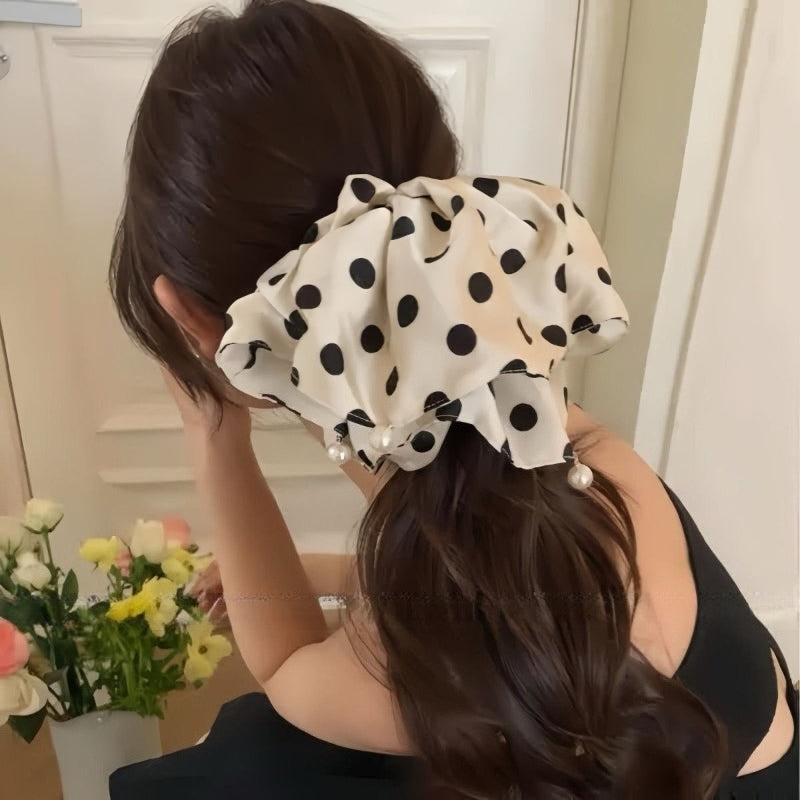 Polka Dot Satin Scrunchie
