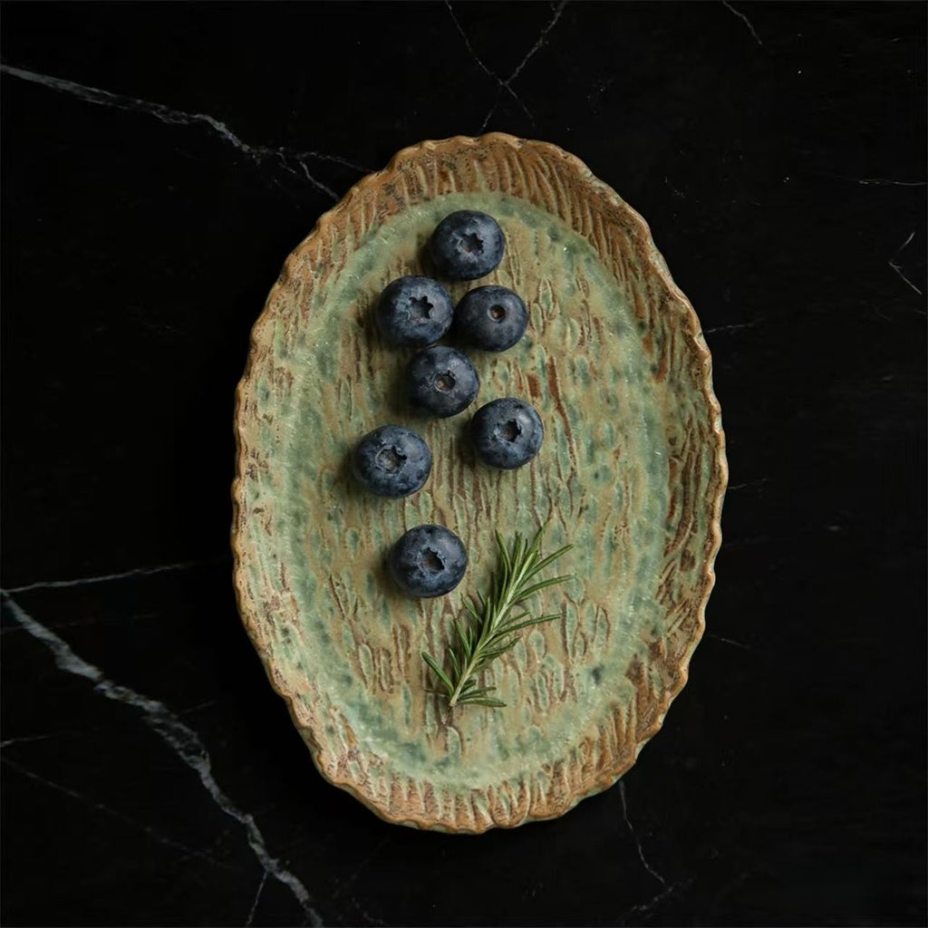 Hand-Formed Scored Oval Plate