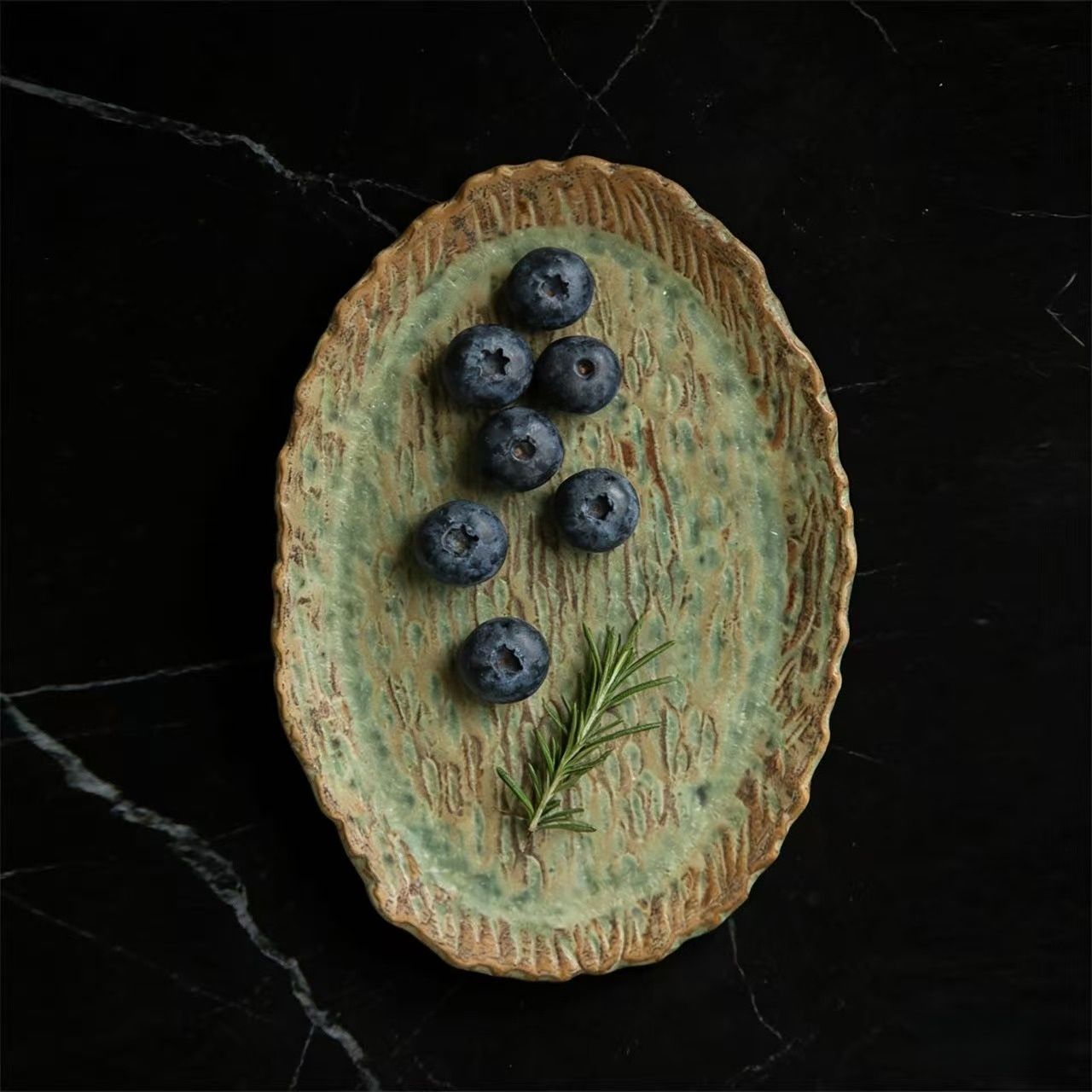 Hand-Formed Scored Oval Plate