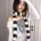 Striped Plush Skinny Scarf