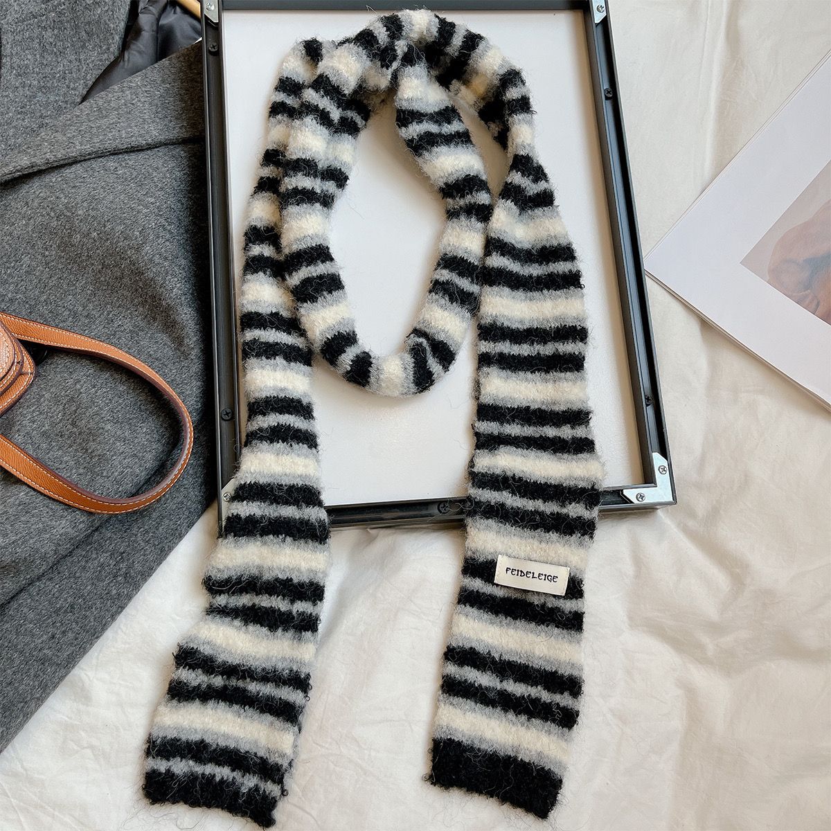 Striped Long Decorative Scarf - Modomu