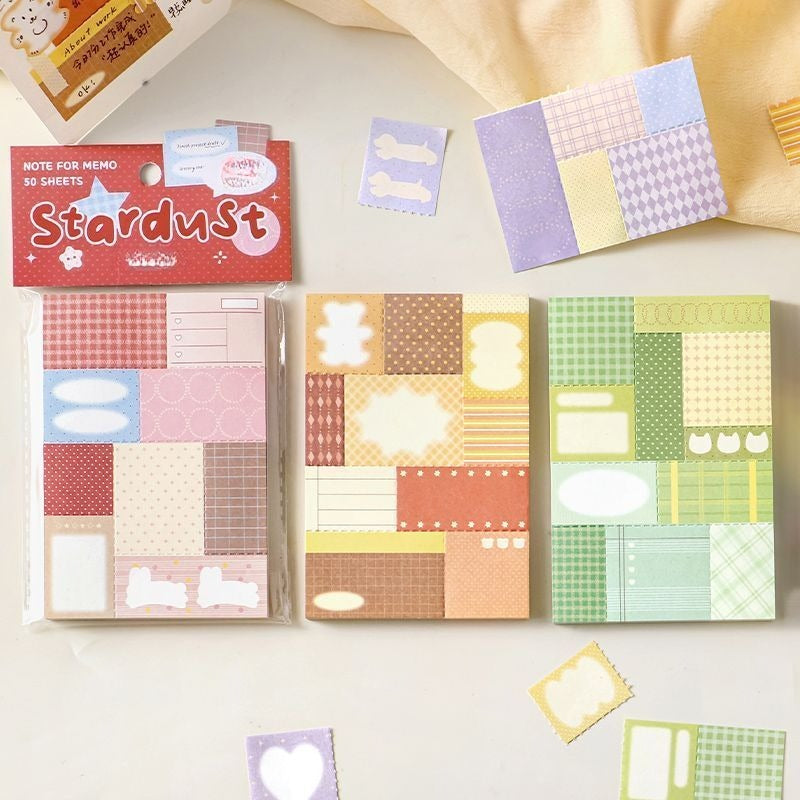 Retro Patchwork Sticky Notebook - Modomu