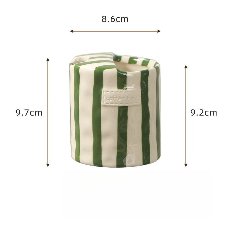 Striped Handleless Ceramic Cup