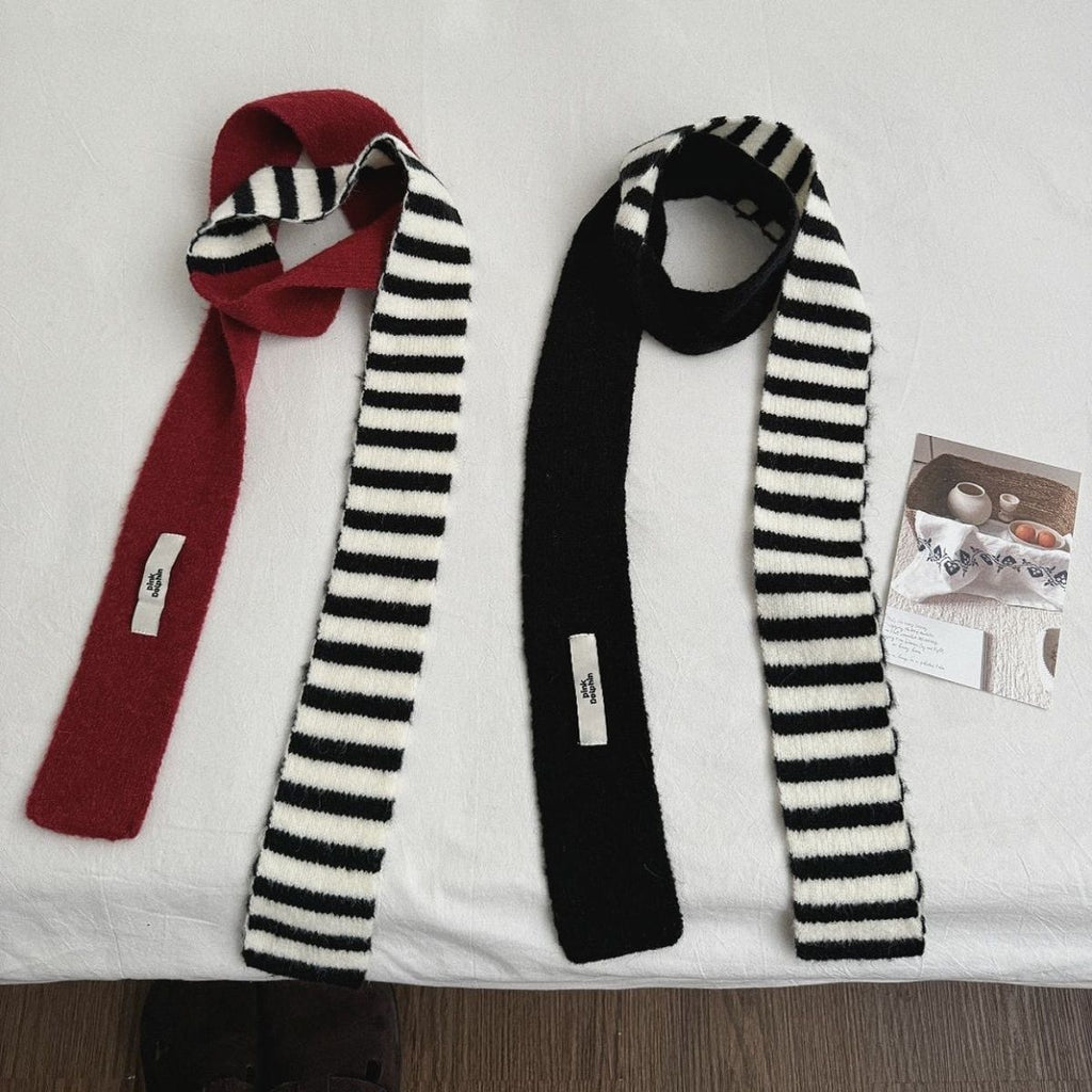 Striped Knit Student Scarf - Modomu