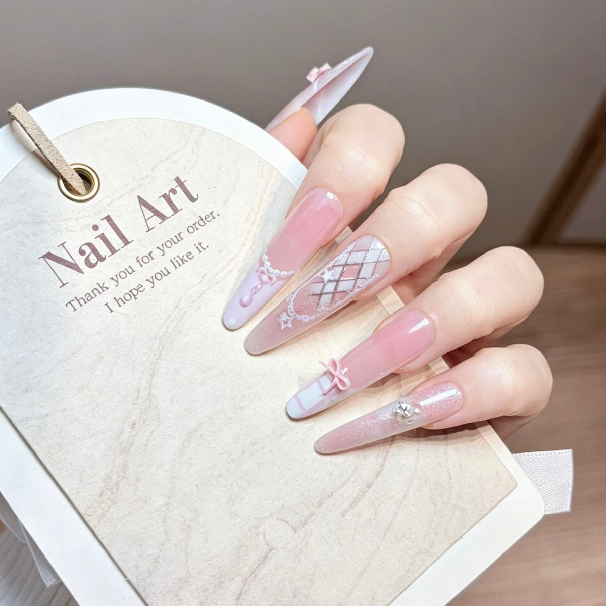 Ballet Bow Stiletto Press-On Nails