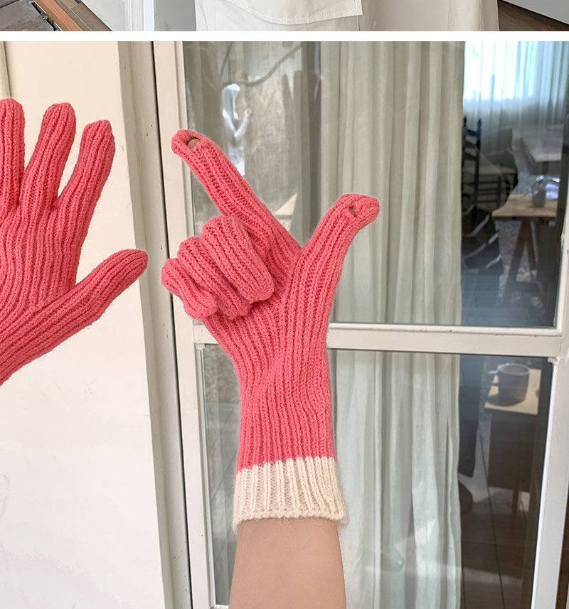 Contrast Cuff Touchscreen Gloves