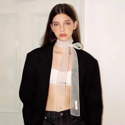 Pearlescent Organza Narrow Scarf - Modomu