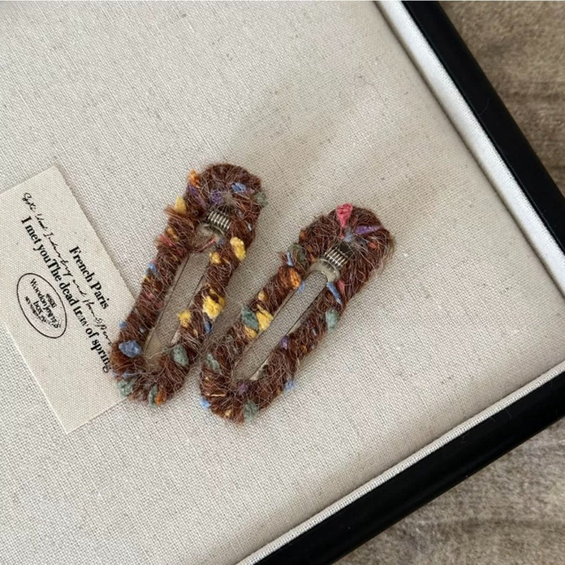 Plush Hair Clips Set