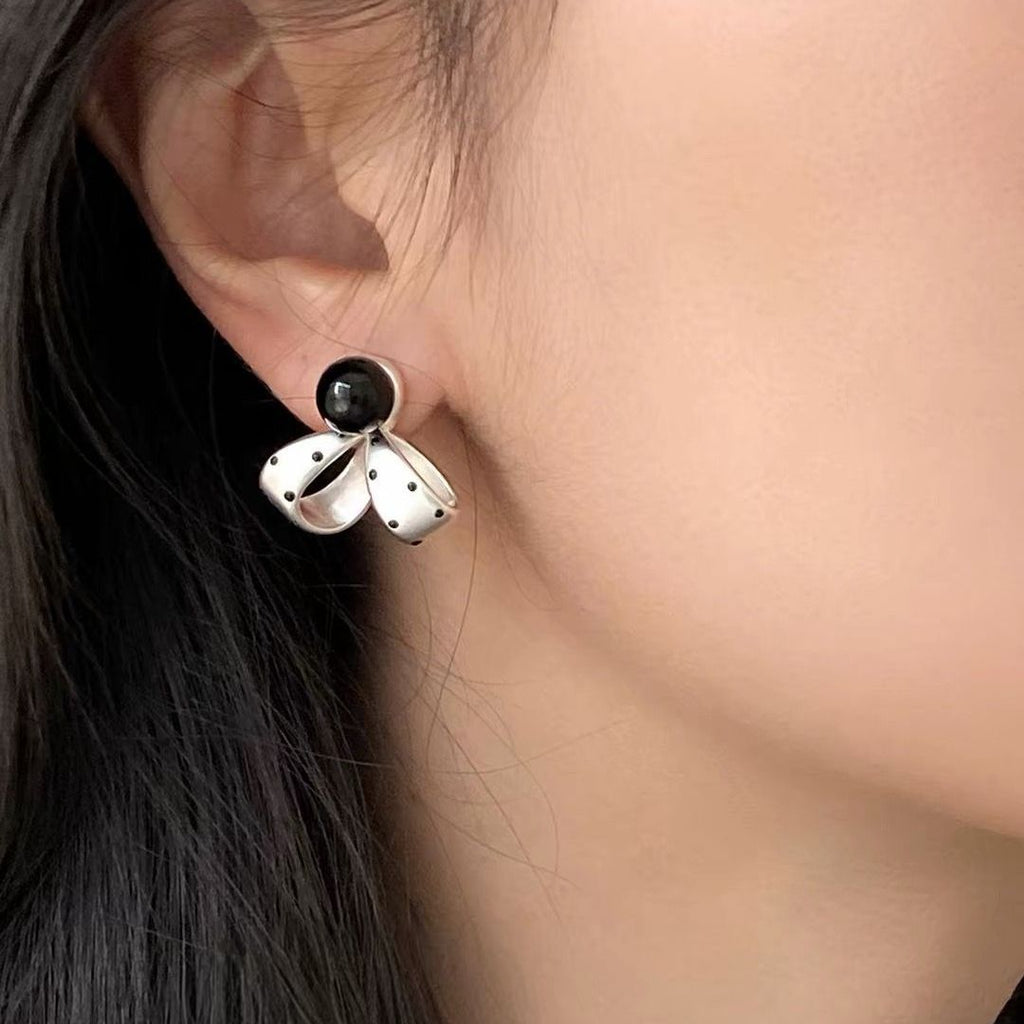 Polka Dot Bow Stud Earrings