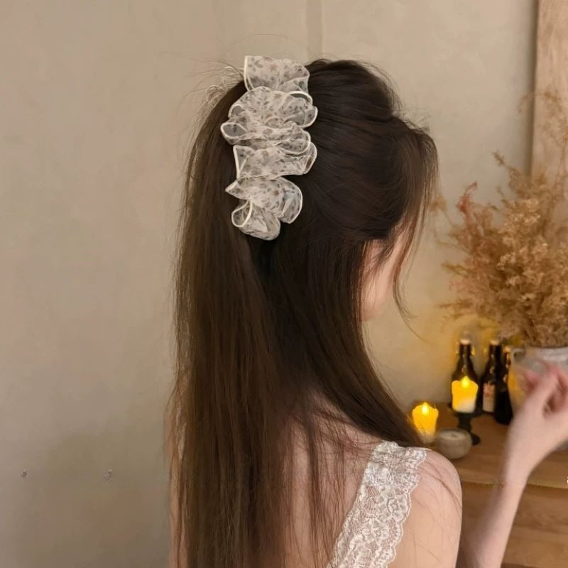 Ruffled Floral Banana Clip