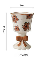 Bow Flower Ceramic Goblet Mug - Modomu