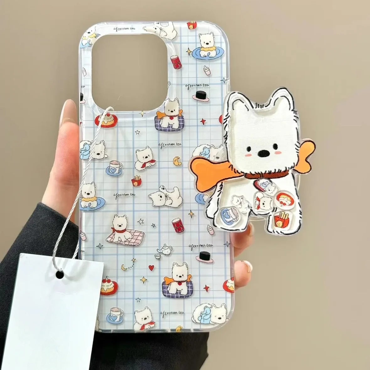 Plaid Westie Grip Phone Case
