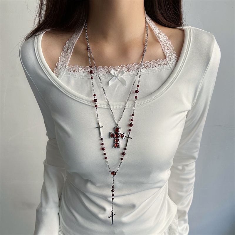 Layered Cross Pendant Necklace - Modomu