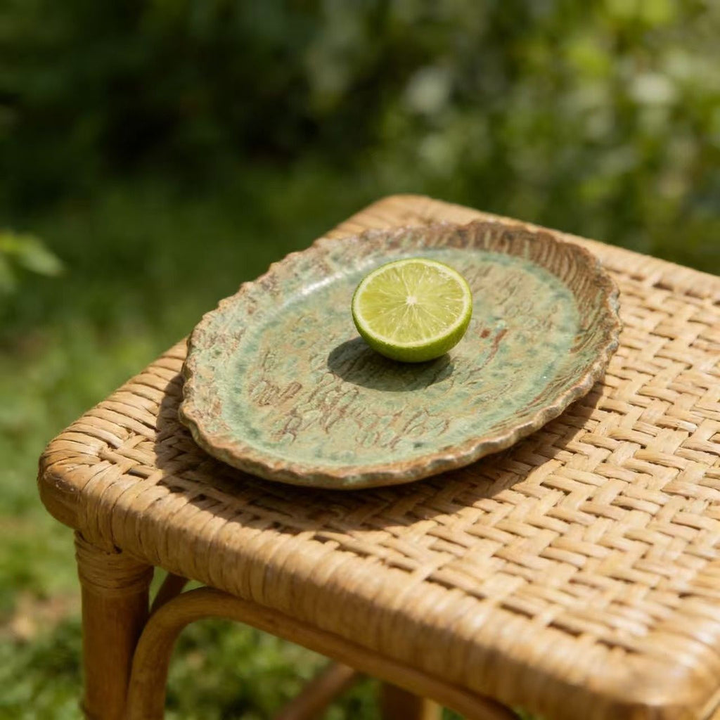 Hand-Formed Scored Oval Plate